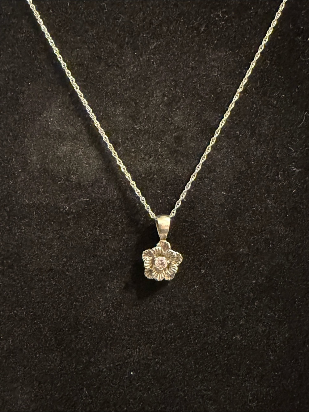 Delicate Silver Flower Pendant Necklace - Silver Floral Charm